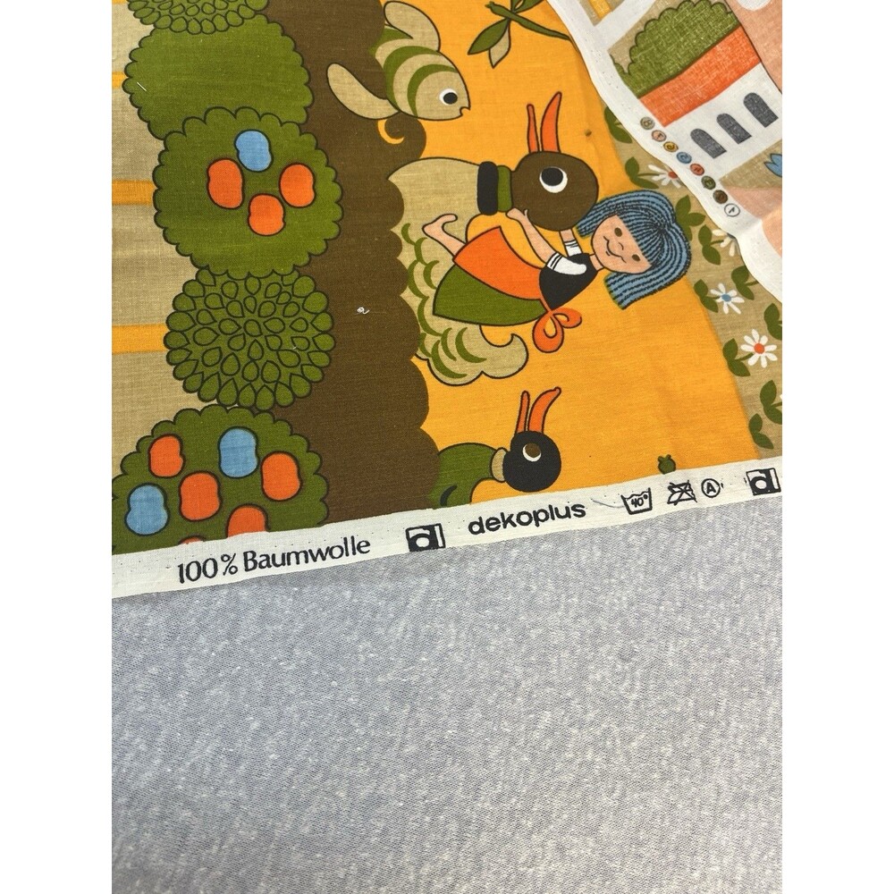 Dekoplus Fabric VTG 1960’s Germany Train Town Kids Print 39x48” 100% Baumwolle